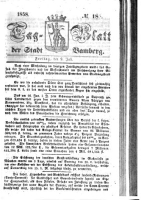 Tag-Blatt der Stadt Bamberg (Bamberger Tagblatt) Freitag 9. Juli 1858