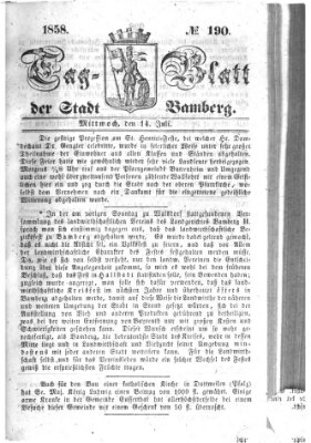 Tag-Blatt der Stadt Bamberg (Bamberger Tagblatt) Mittwoch 14. Juli 1858