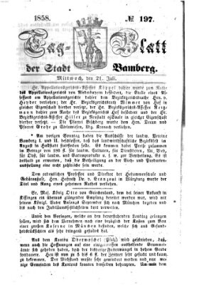 Tag-Blatt der Stadt Bamberg (Bamberger Tagblatt) Mittwoch 21. Juli 1858