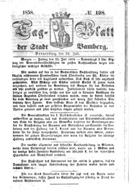 Tag-Blatt der Stadt Bamberg (Bamberger Tagblatt) Donnerstag 22. Juli 1858