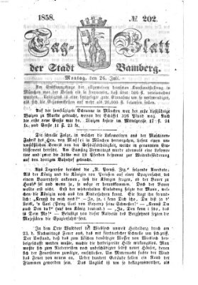 Tag-Blatt der Stadt Bamberg (Bamberger Tagblatt) Montag 26. Juli 1858