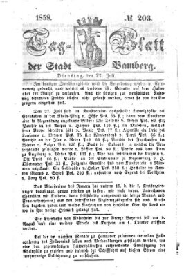 Tag-Blatt der Stadt Bamberg (Bamberger Tagblatt) Dienstag 27. Juli 1858