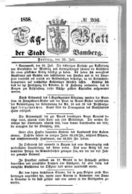 Tag-Blatt der Stadt Bamberg (Bamberger Tagblatt) Freitag 30. Juli 1858