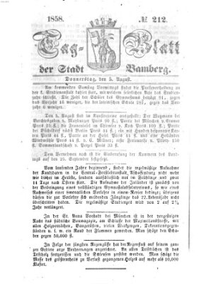 Tag-Blatt der Stadt Bamberg (Bamberger Tagblatt) Donnerstag 5. August 1858