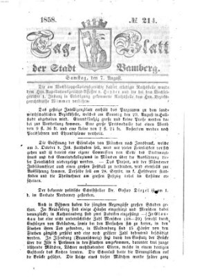 Tag-Blatt der Stadt Bamberg (Bamberger Tagblatt) Samstag 7. August 1858