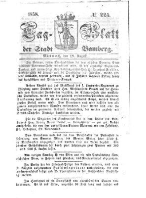 Tag-Blatt der Stadt Bamberg (Bamberger Tagblatt) Mittwoch 18. August 1858