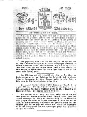 Tag-Blatt der Stadt Bamberg (Bamberger Tagblatt) Donnerstag 19. August 1858