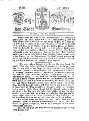 Tag-Blatt der Stadt Bamberg (Bamberger Tagblatt) Montag 23. August 1858