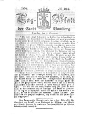 Tag-Blatt der Stadt Bamberg (Bamberger Tagblatt) Samstag 4. September 1858