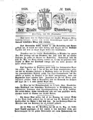 Tag-Blatt der Stadt Bamberg (Bamberger Tagblatt) Freitag 10. September 1858