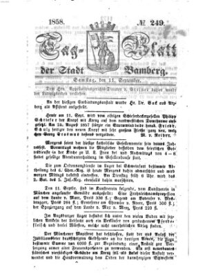 Tag-Blatt der Stadt Bamberg (Bamberger Tagblatt) Samstag 11. September 1858