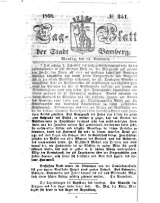 Tag-Blatt der Stadt Bamberg (Bamberger Tagblatt) Montag 13. September 1858