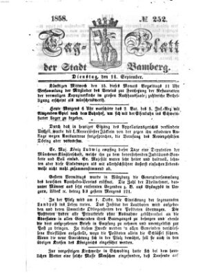 Tag-Blatt der Stadt Bamberg (Bamberger Tagblatt) Dienstag 14. September 1858