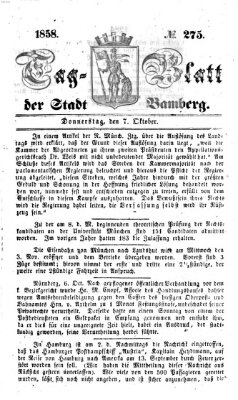 Tag-Blatt der Stadt Bamberg (Bamberger Tagblatt) Donnerstag 7. Oktober 1858