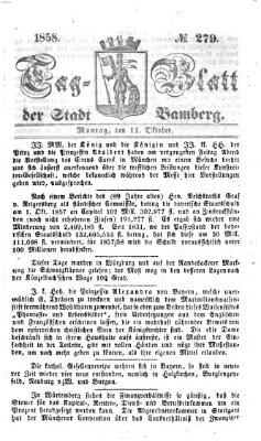 Tag-Blatt der Stadt Bamberg (Bamberger Tagblatt) Montag 11. Oktober 1858