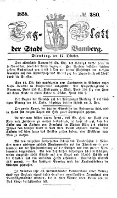 Tag-Blatt der Stadt Bamberg (Bamberger Tagblatt) Dienstag 12. Oktober 1858