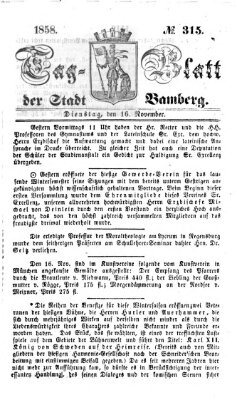 Tag-Blatt der Stadt Bamberg (Bamberger Tagblatt) Dienstag 16. November 1858