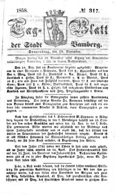 Tag-Blatt der Stadt Bamberg (Bamberger Tagblatt) Donnerstag 18. November 1858