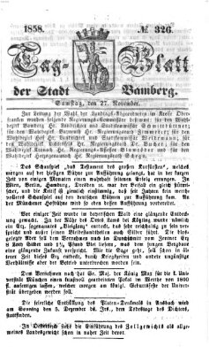 Tag-Blatt der Stadt Bamberg (Bamberger Tagblatt) Samstag 27. November 1858