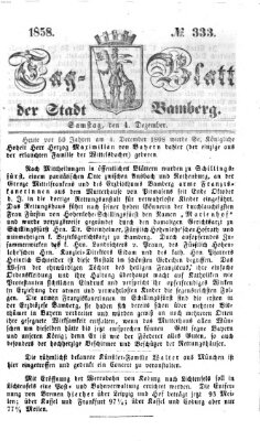 Tag-Blatt der Stadt Bamberg (Bamberger Tagblatt) Samstag 4. Dezember 1858