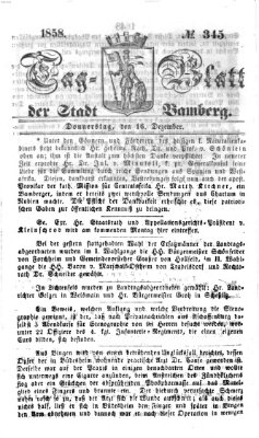 Tag-Blatt der Stadt Bamberg (Bamberger Tagblatt) Donnerstag 16. Dezember 1858