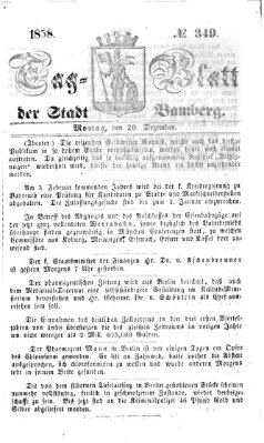 Tag-Blatt der Stadt Bamberg (Bamberger Tagblatt) Montag 20. Dezember 1858