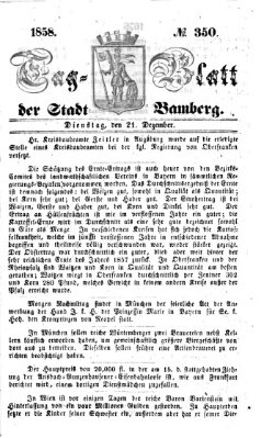 Tag-Blatt der Stadt Bamberg (Bamberger Tagblatt) Dienstag 21. Dezember 1858