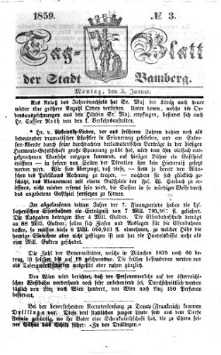 Tag-Blatt der Stadt Bamberg (Bamberger Tagblatt) Montag 3. Januar 1859