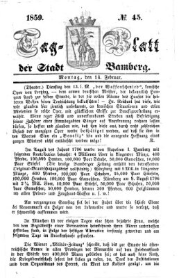 Tag-Blatt der Stadt Bamberg (Bamberger Tagblatt) Montag 14. Februar 1859