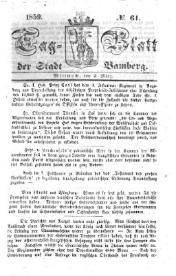 Tag-Blatt der Stadt Bamberg (Bamberger Tagblatt) Mittwoch 2. März 1859