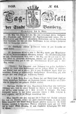 Tag-Blatt der Stadt Bamberg (Bamberger Tagblatt) Samstag 5. März 1859