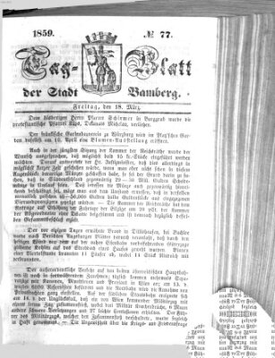 Tag-Blatt der Stadt Bamberg (Bamberger Tagblatt) Freitag 18. März 1859