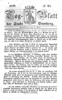 Tag-Blatt der Stadt Bamberg (Bamberger Tagblatt) Samstag 2. April 1859