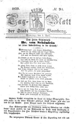 Tag-Blatt der Stadt Bamberg (Bamberger Tagblatt) Montag 4. April 1859