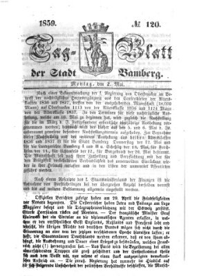 Tag-Blatt der Stadt Bamberg (Bamberger Tagblatt) Montag 2. Mai 1859