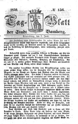 Tag-Blatt der Stadt Bamberg (Bamberger Tagblatt) Dienstag 7. Juni 1859