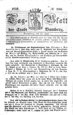 Tag-Blatt der Stadt Bamberg (Bamberger Tagblatt) Samstag 11. Juni 1859