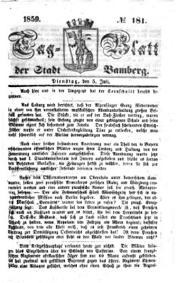 Tag-Blatt der Stadt Bamberg (Bamberger Tagblatt) Dienstag 5. Juli 1859