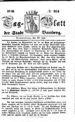 Tag-Blatt der Stadt Bamberg (Bamberger Tagblatt) Donnerstag 28. Juli 1859