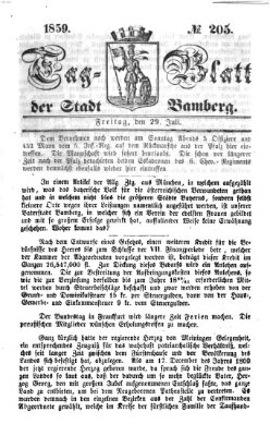 Tag-Blatt der Stadt Bamberg (Bamberger Tagblatt) Freitag 29. Juli 1859