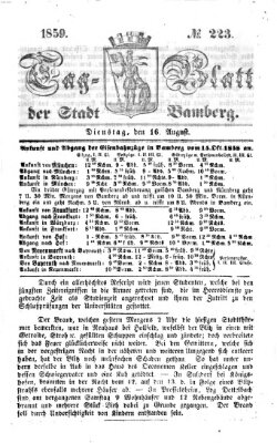 Tag-Blatt der Stadt Bamberg (Bamberger Tagblatt) Dienstag 16. August 1859