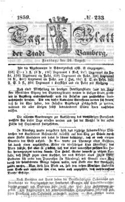 Tag-Blatt der Stadt Bamberg (Bamberger Tagblatt) Freitag 26. August 1859