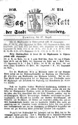 Tag-Blatt der Stadt Bamberg (Bamberger Tagblatt) Samstag 27. August 1859