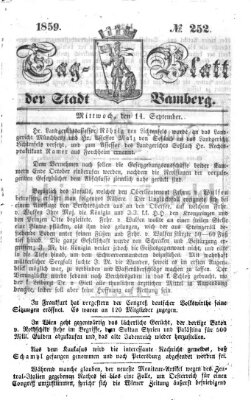 Tag-Blatt der Stadt Bamberg (Bamberger Tagblatt) Mittwoch 14. September 1859