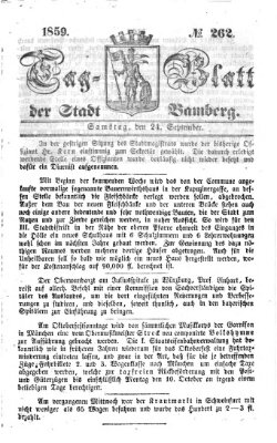 Tag-Blatt der Stadt Bamberg (Bamberger Tagblatt) Samstag 24. September 1859