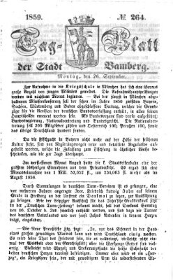 Tag-Blatt der Stadt Bamberg (Bamberger Tagblatt) Montag 26. September 1859