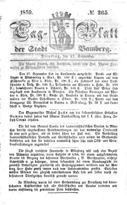 Tag-Blatt der Stadt Bamberg (Bamberger Tagblatt) Dienstag 27. September 1859