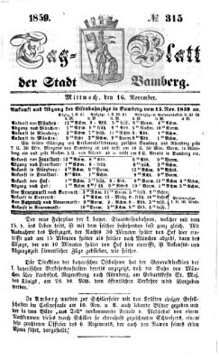 Tag-Blatt der Stadt Bamberg (Bamberger Tagblatt) Mittwoch 16. November 1859