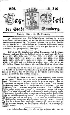 Tag-Blatt der Stadt Bamberg (Bamberger Tagblatt) Donnerstag 17. November 1859