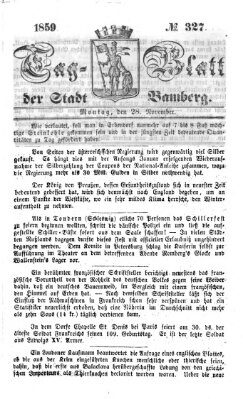 Tag-Blatt der Stadt Bamberg (Bamberger Tagblatt) Montag 28. November 1859